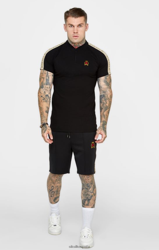 vestir es SikSilk hombres polo manga corta escudo negro 4NP28R385