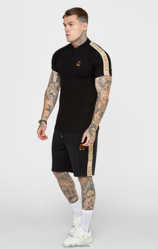 vestir es SikSilk hombres polo manga corta escudo negro 4NP28R385