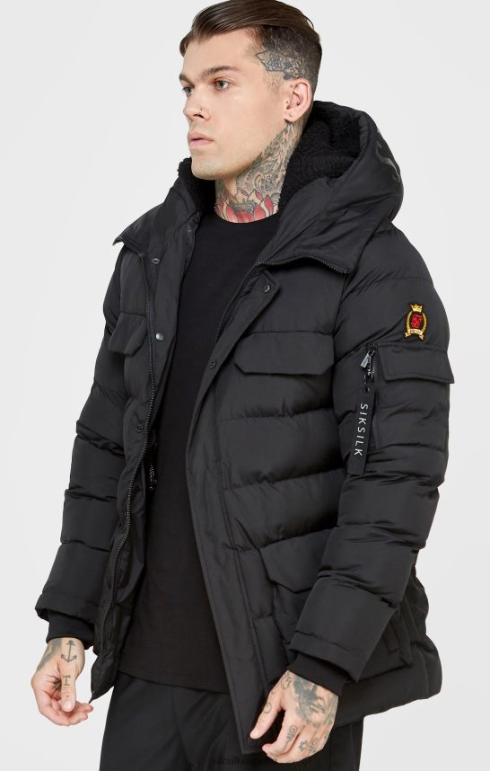 vestir es SikSilk hombres abrigo parka negro 4NP28R480
