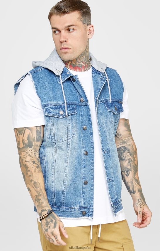 vestir es SikSilk hombres chaleco aclarado y vaquero 4NP28R473