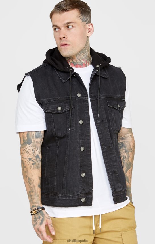 vestir es SikSilk hombres chaleco negro con capucha 4NP28R472