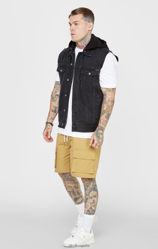 vestir es SikSilk hombres chaleco negro con capucha 4NP28R472