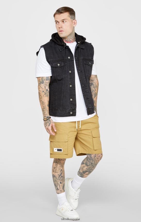 vestir es SikSilk hombres chaleco negro con capucha 4NP28R472