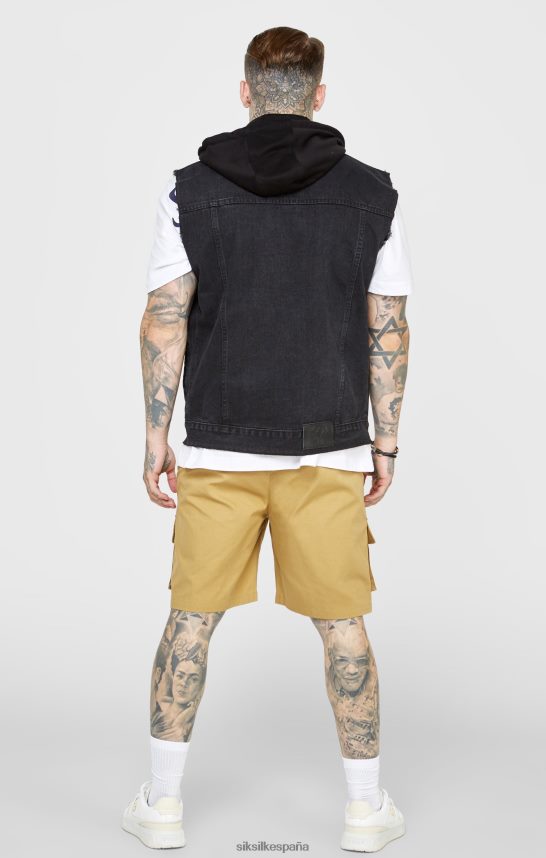 vestir es SikSilk hombres chaleco negro con capucha 4NP28R472