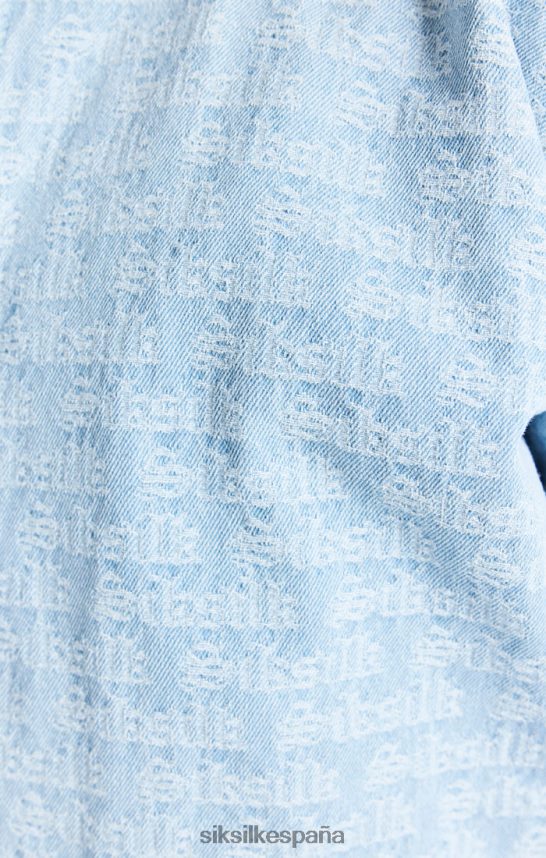 vestir es SikSilk hombres chaqueta bomber de mezclilla azul en jacquard 4NP28R471