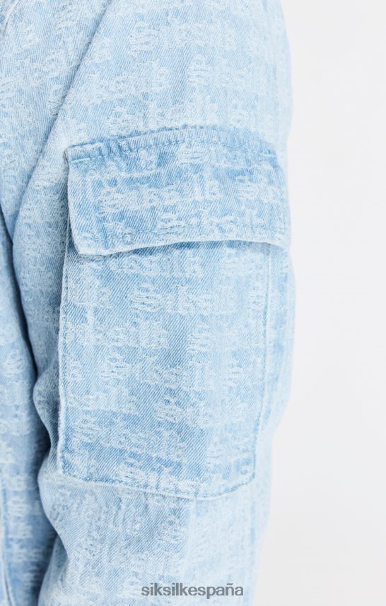 vestir es SikSilk hombres chaqueta bomber de mezclilla azul en jacquard 4NP28R471