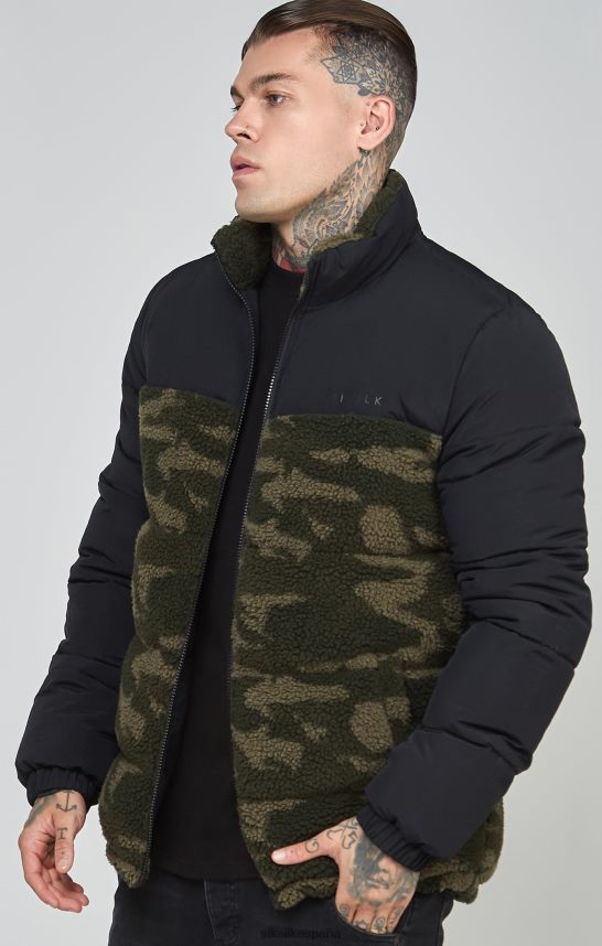 vestir es SikSilk hombres chaqueta burbuja sherpa negra 4NP28R485