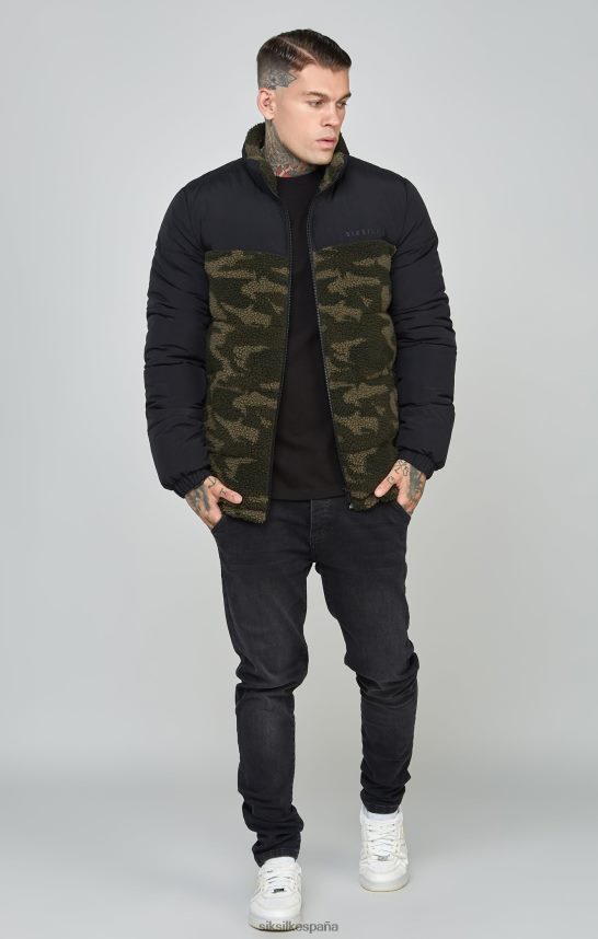 vestir es SikSilk hombres chaqueta burbuja sherpa negra 4NP28R485
