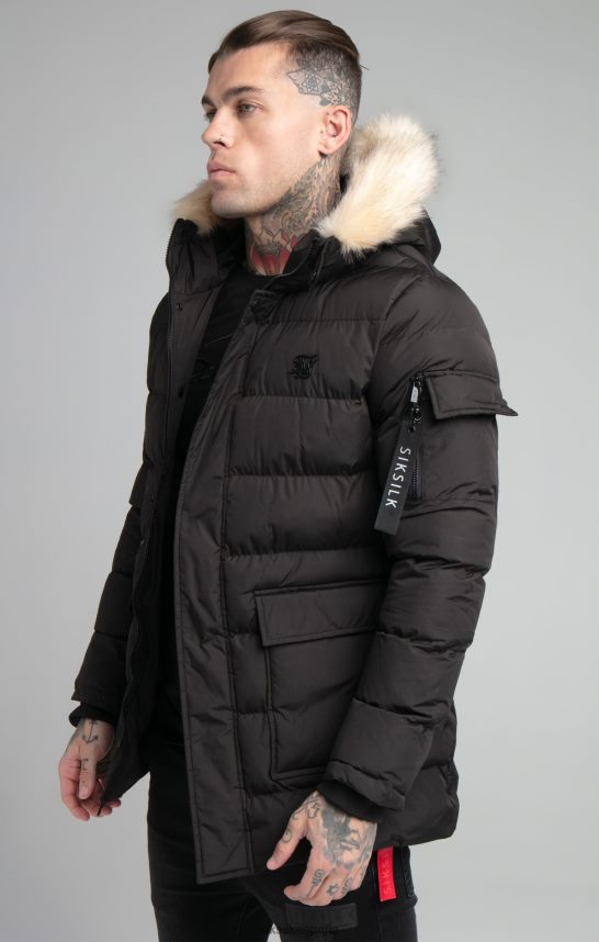 vestir es SikSilk hombres parka de expedición negra 4NP28R493