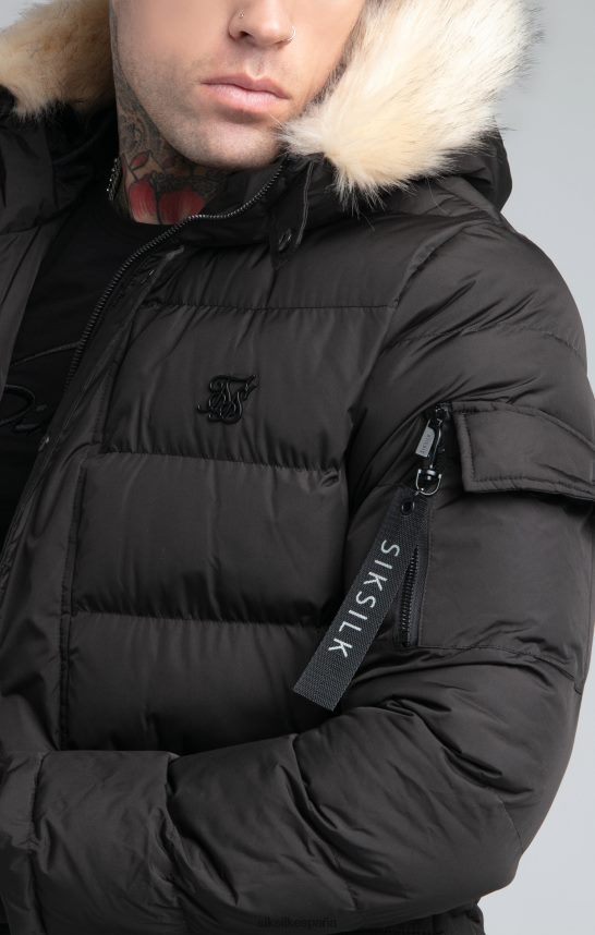 vestir es SikSilk hombres parka de expedición negra 4NP28R493