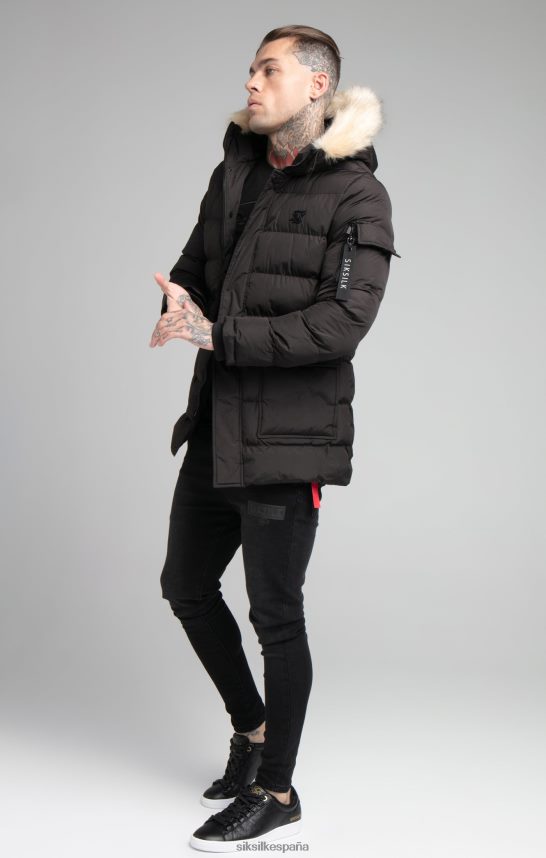 vestir es SikSilk hombres parka de expedición negra 4NP28R493