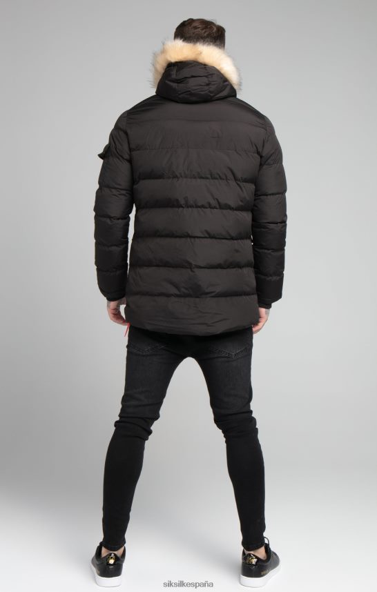 vestir es SikSilk hombres parka de expedición negra 4NP28R493