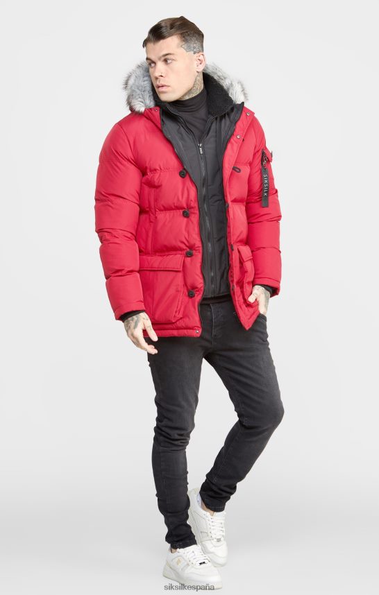 vestir es SikSilk hombres parka ártica roja 4NP28R470