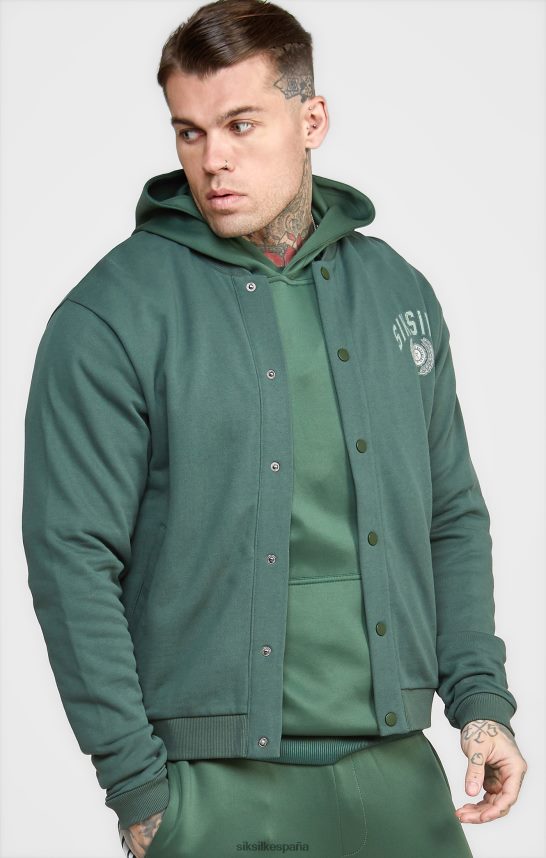 vestir es SikSilk hombres bomber universitario relajado verde 4NP28R429