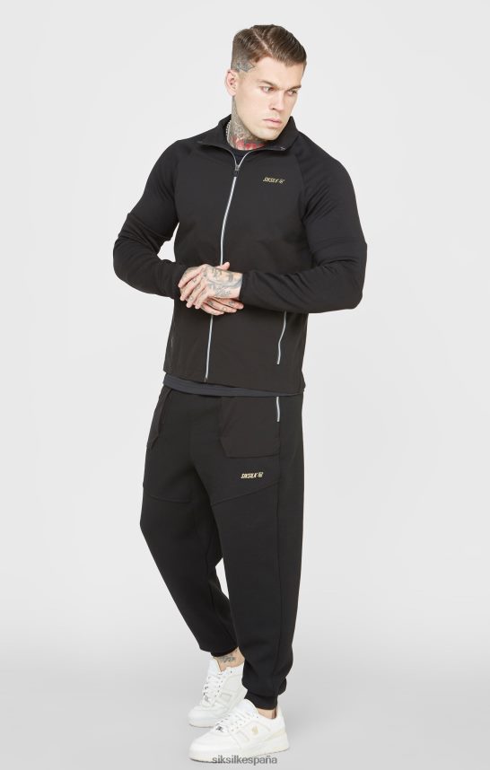 vestir es SikSilk hombres cremallera deportiva negra 4NP28R428