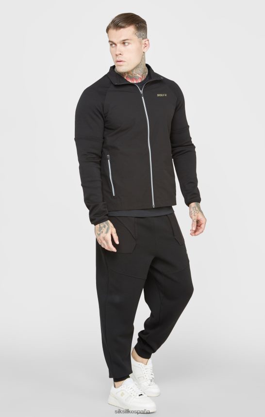 vestir es SikSilk hombres cremallera deportiva negra 4NP28R428