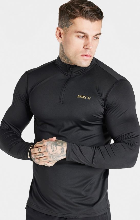 vestir es SikSilk hombres cremallera deportiva negra 4NP28R449