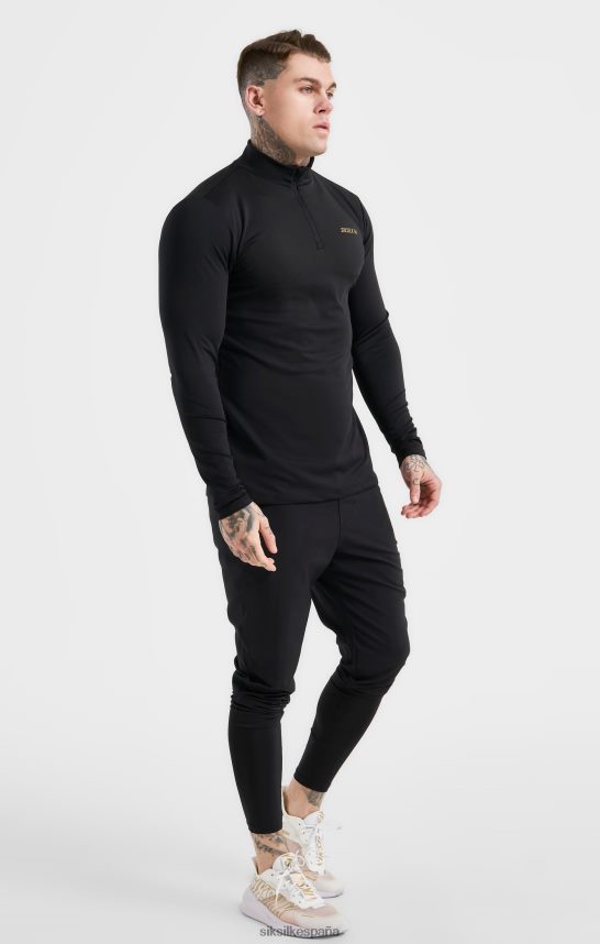 vestir es SikSilk hombres cremallera deportiva negra 4NP28R449