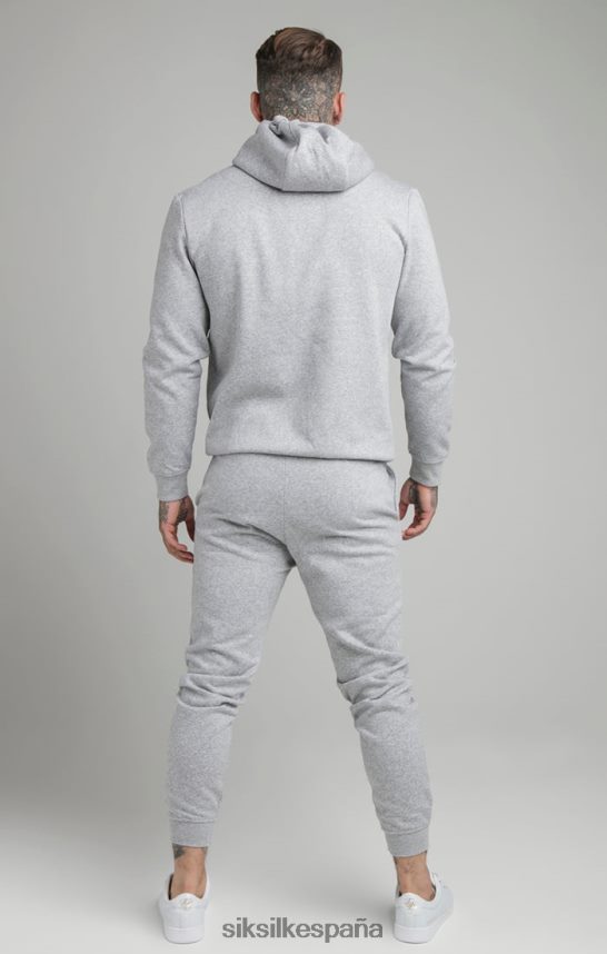 vestir es SikSilk hombres sudadera con capucha gris esencial con cremallera y cuello alzado 4NP28R452