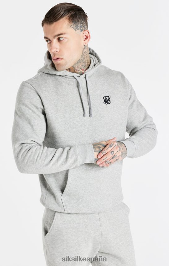 vestir es SikSilk hombres sudadera con capucha gris jaspeado esencial 4NP28R432