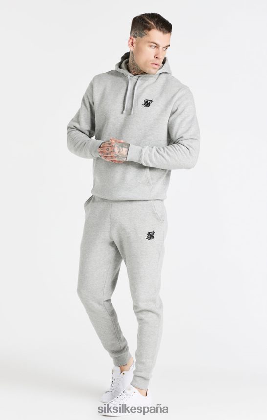 vestir es SikSilk hombres sudadera con capucha gris jaspeado esencial 4NP28R432