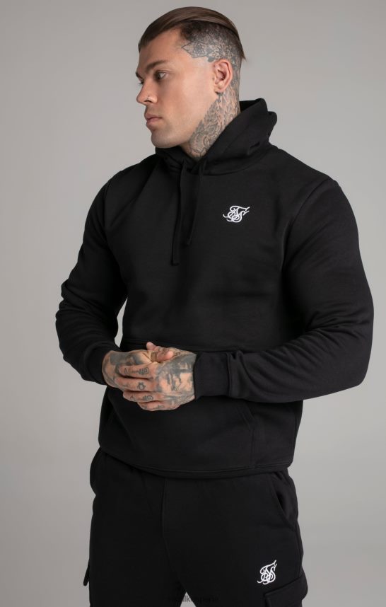 vestir es SikSilk hombres sudadera con capucha negra esencial 4NP28R422