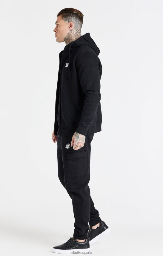 vestir es SikSilk hombres sudadera con capucha negra esencial con cremallera y embudo 4NP28R427
