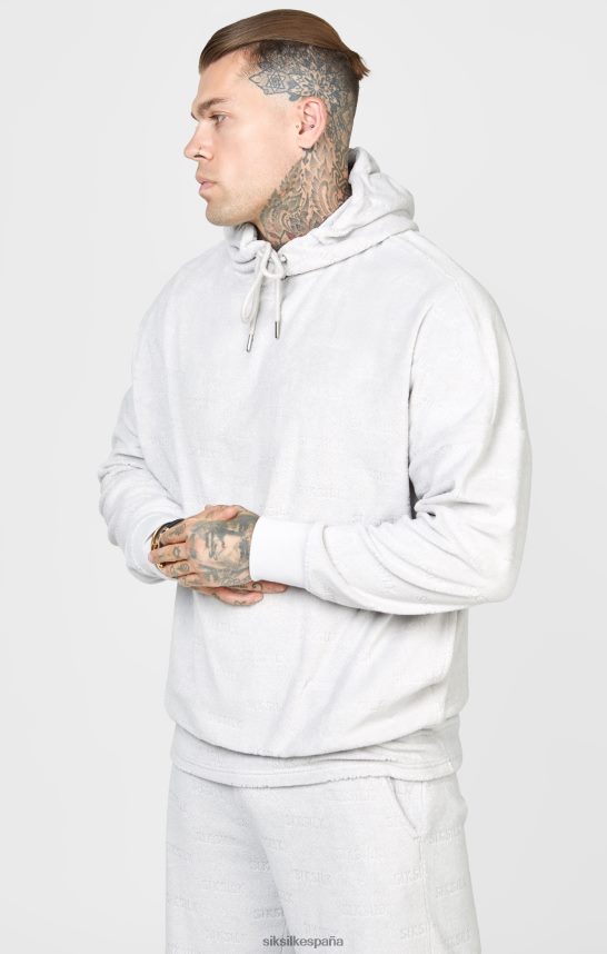 vestir es SikSilk hombres sudadera con capucha oversize de toalla gris 4NP28R420