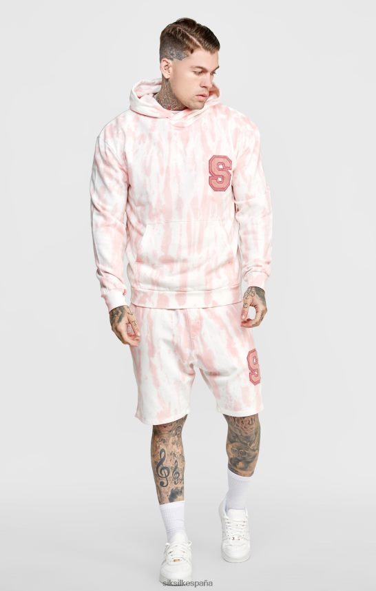 vestir es SikSilk hombres sudadera con capucha rosa con efecto tie-dye 4NP28R421