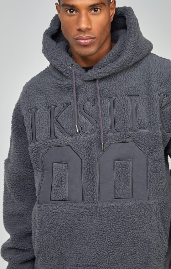 vestir es SikSilk hombres sudadera con capucha y apliques de borreguito 89 color carbón 4NP28R458