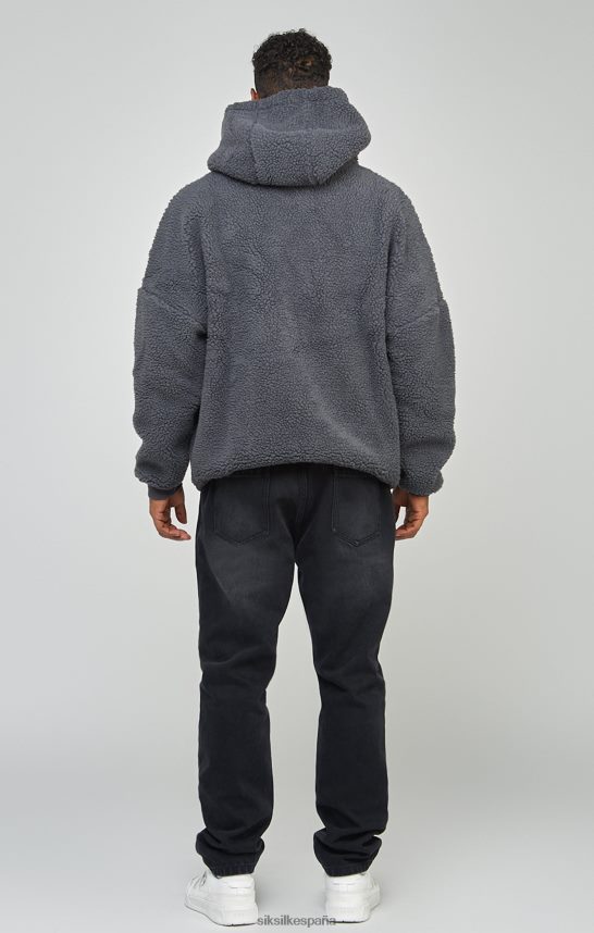 vestir es SikSilk hombres sudadera con capucha y apliques de borreguito 89 color carbón 4NP28R458