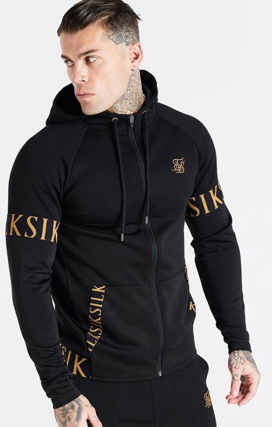 vestir es SikSilk hombres sudadera con capucha y cremallera dinámica negra 4NP28R416