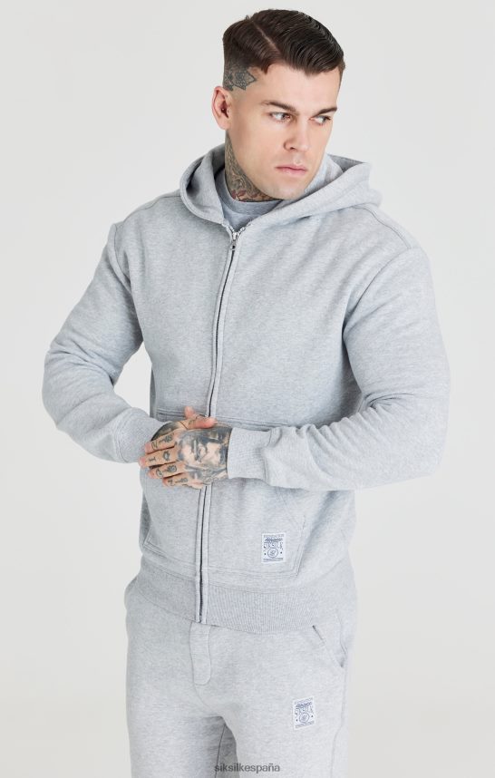 vestir es SikSilk hombres sudadera con capucha y cremallera gris Foundation 4NP28R439