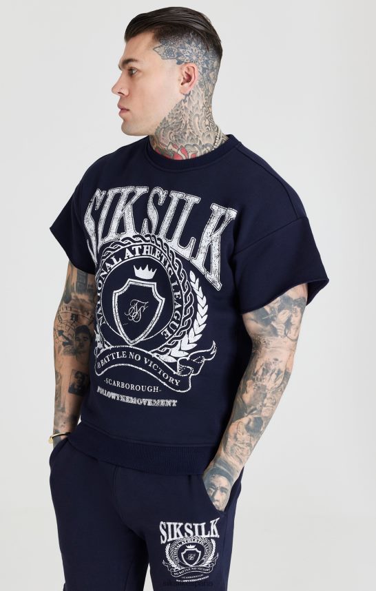 vestir es SikSilk hombres sudadera universitaria azul marino 4NP28R445