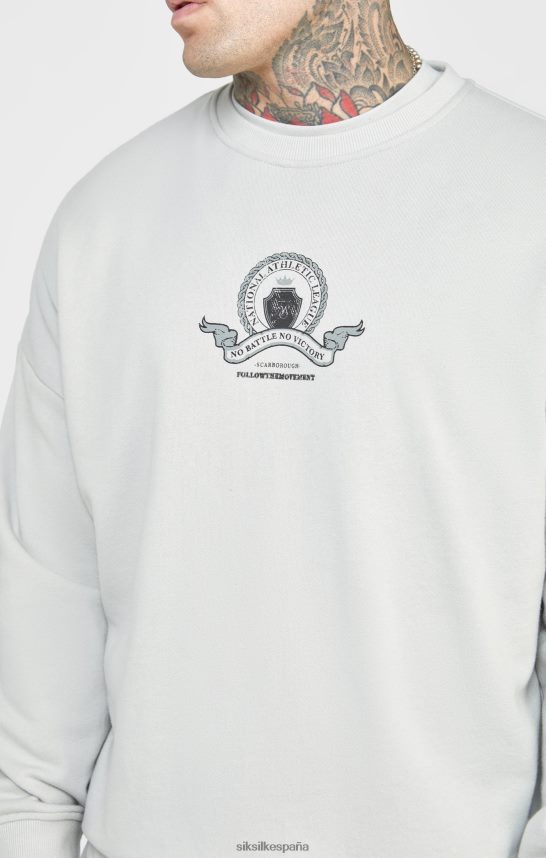vestir es SikSilk hombres sudadera universitaria gris 4NP28R444