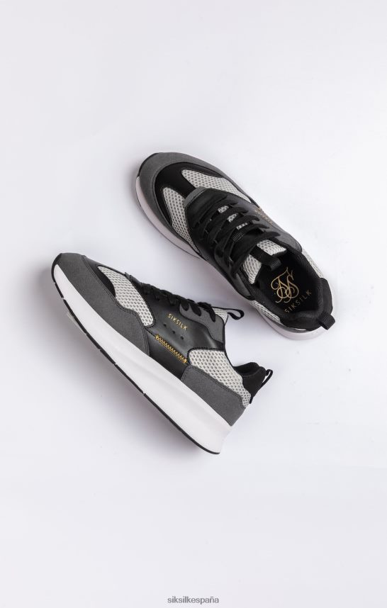 calzado es SikSilk mujer Zapatillas deportivas de malla negra con superposiciones. 4NP28R261
