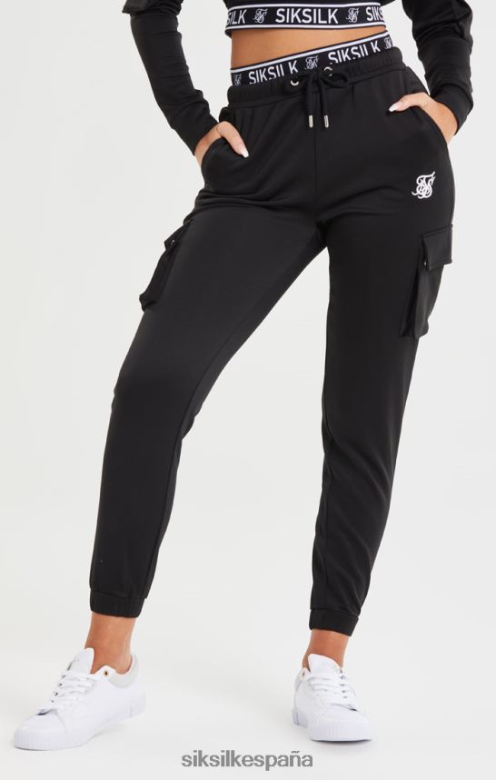 vestir es SikSilk mujer jogger negro con bolsillo cargo 4NP28R157
