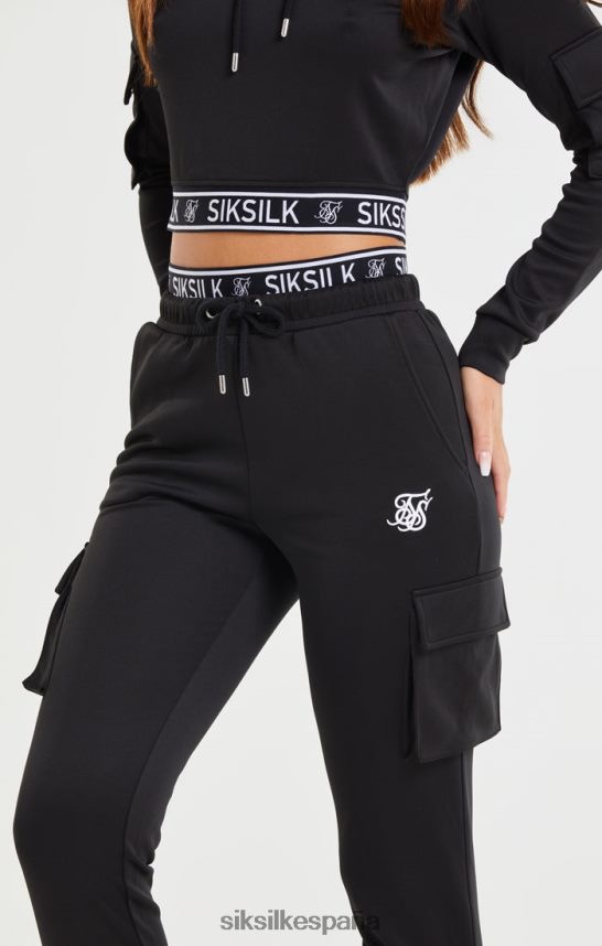 vestir es SikSilk mujer jogger negro con bolsillo cargo 4NP28R157