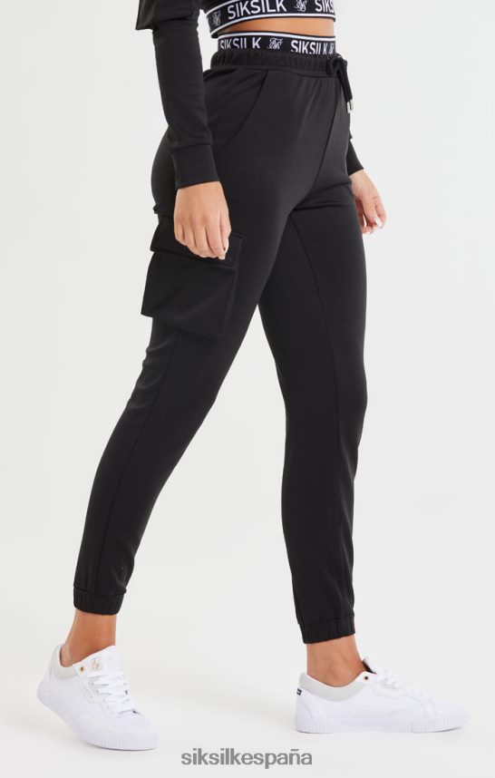 vestir es SikSilk mujer jogger negro con bolsillo cargo 4NP28R157