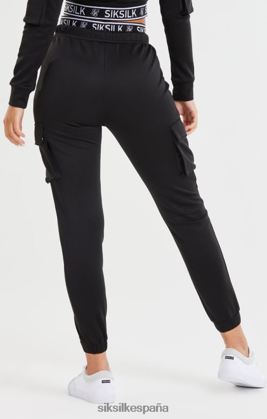 vestir es SikSilk mujer jogger negro con bolsillo cargo 4NP28R157