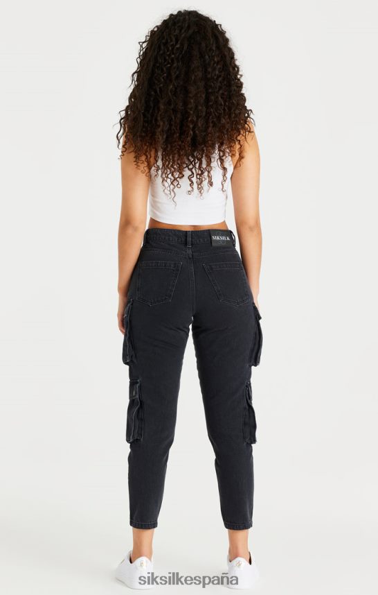 vestir es SikSilk mujer cargo de mezclilla negro 4NP28R187