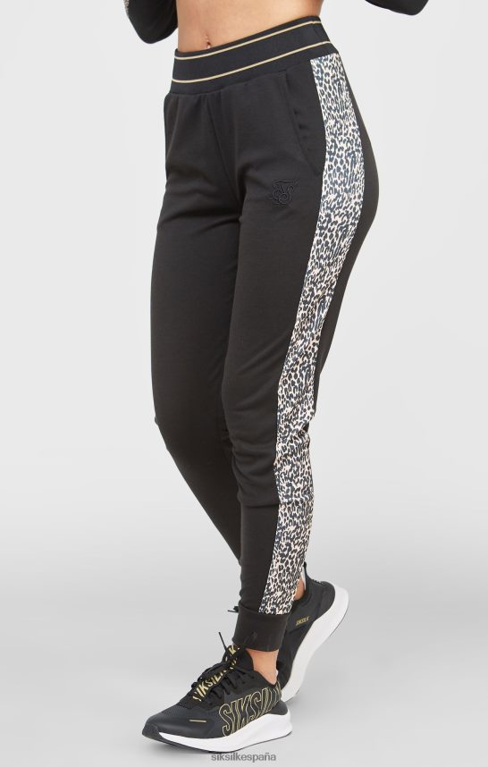 vestir es SikSilk mujer pantalón de chándal con paneles y estampado de leopardo negro 4NP28R174