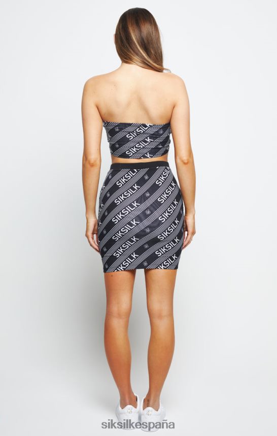 vestir es SikSilk mujer Top palabra de honor con logo estampado - negro 4NP28R215