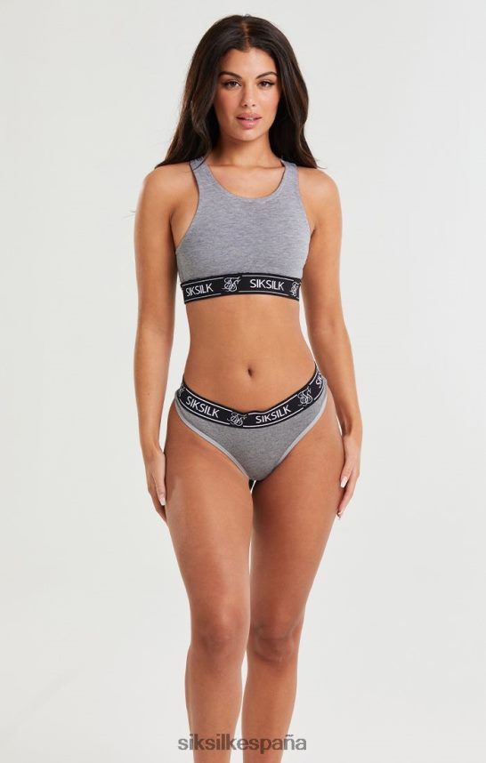 vestir es SikSilk mujer bralette con espalda cruzada gris jaspeado 4NP28R218