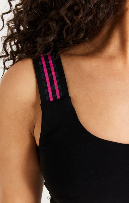 vestir es SikSilk mujer bralette corto con un hombro y cinta negra 4NP28R71