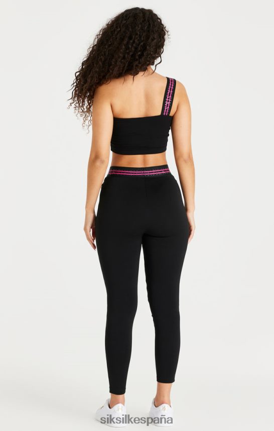 vestir es SikSilk mujer bralette corto con un hombro y cinta negra 4NP28R71