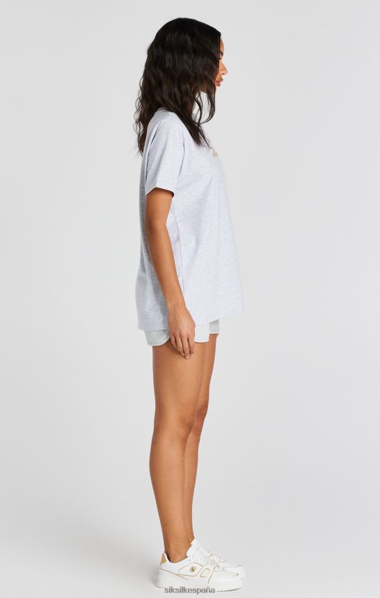 vestir es SikSilk mujer camiseta boyfriend gris jaspeado con firma 4NP28R48