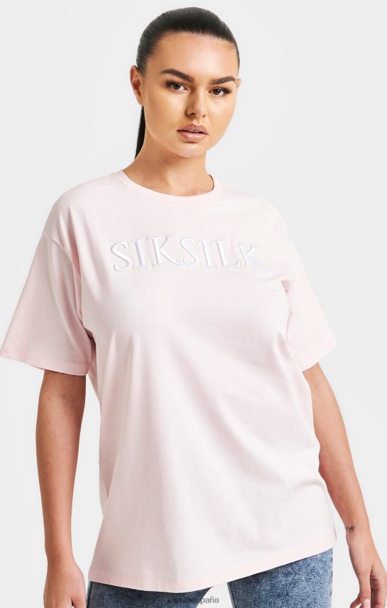 vestir es SikSilk mujer camiseta boyfriend rosa bordada 4NP28R63