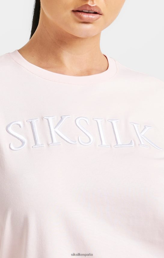 vestir es SikSilk mujer camiseta boyfriend rosa bordada 4NP28R63