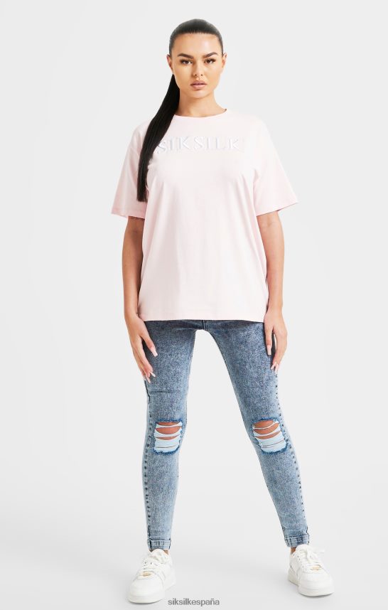 vestir es SikSilk mujer camiseta boyfriend rosa bordada 4NP28R63